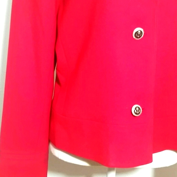 Hourglass Blazer Suit Jacket Red anchor sailor style button Kasper Size 10 - Picture 2 of 4